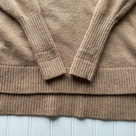 J. Crew Wool Turtleneck Sweater Brown Tan XSmall XS Pullover Hi Lo Cozy - Picture 5 of 10